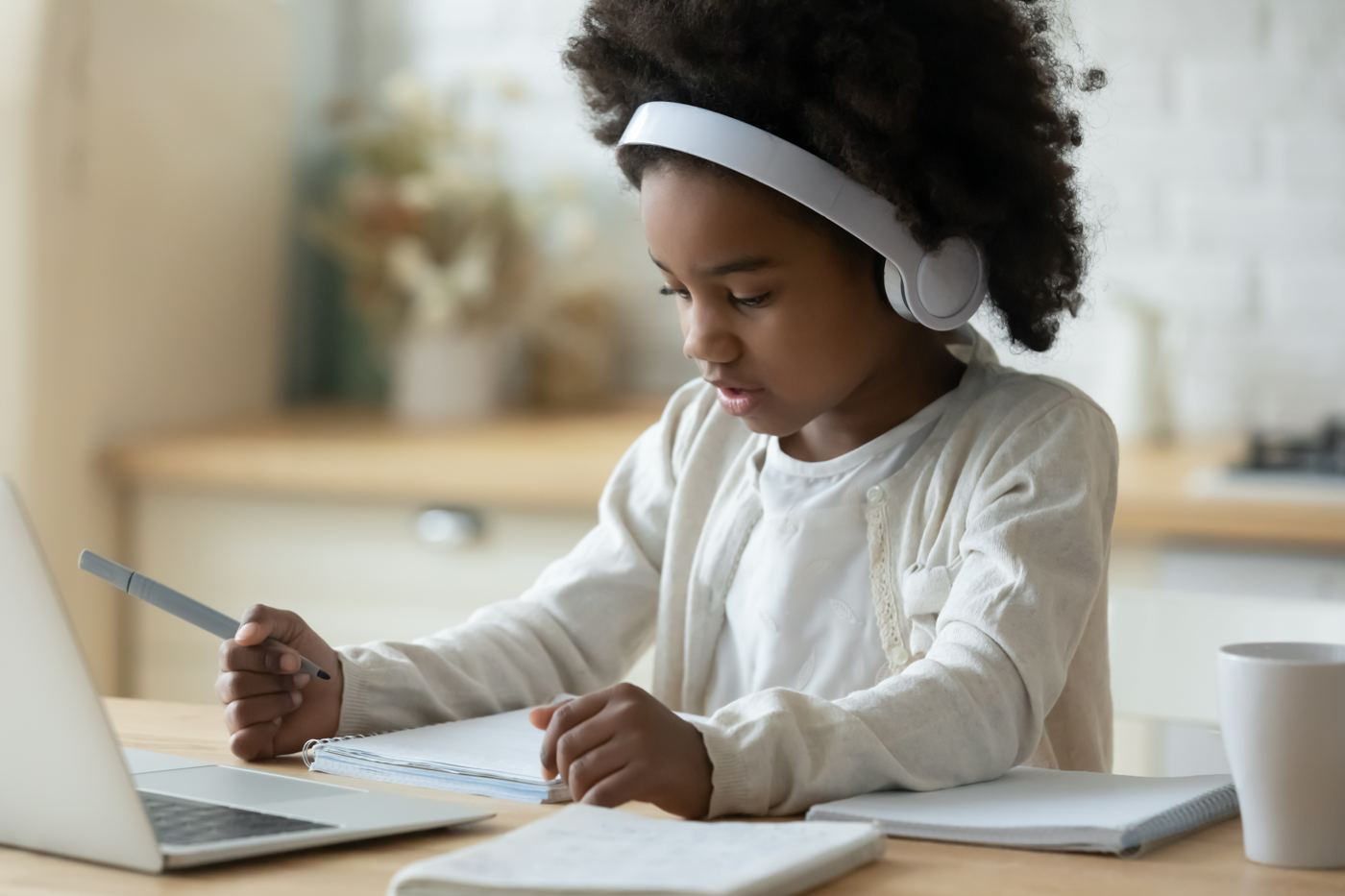 Child completing homework